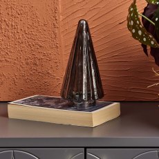 Cone Tree Glass Ornament in Grey Luster - Large