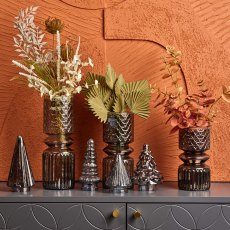 Cone Tree Glass Ornament in Grey Luster - Large