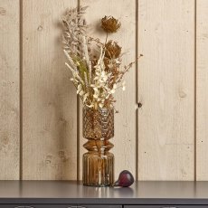 Cut Glass Vase with Diamonds and Lines Design in Luster Brown - Medium Cut Glass Vase with Diamonds and Lines Design in Luster Brown - Medium