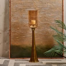 Hurricane Pillar Candle Stand in Gold - Small