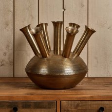 Aluminium Dome Vase in Antique Brass Finish - Medium