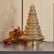Evergreen Tree Glass Ornament in Gold Luster