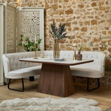 Sutton 160cm Dining Table - Walnut with Frampton Corner Bench in White RHF