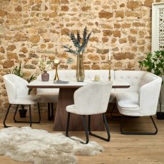 Sutton 160cm Dining Table - Walnut with Frampton Corner Bench LHF & 2x Frampton Chairs in White
