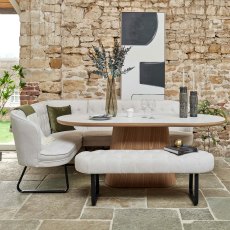 Sutton 200cm Dining Table - Ash with Frampton Corner Bench RHF & Flat Bench in White Sutton 200cm Dining Table - Ash with Frampton Corner Bench RHF & Flat Bench in White