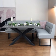 Jupiter 180cm - Faux Concrete - Dining Table & LHF Corner Bench in Light Grey Jupiter 180cm - Faux Concrete - Dining Table & LHF Corner Bench in Light Grey