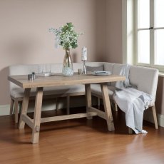 Hampton 150cm Dining Table & Hampton Corner Bench in Beige - LHF