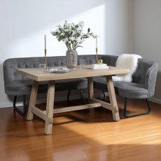 Hampton 150cm Dining Table & Frampton Corner Bench in Anthracite - LHF