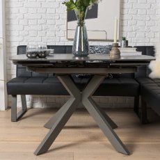 Saturn 130-190cm Motion Table Dark Grey & Rubix Corner Bench in Black Saturn 130-190cm Motion Table Dark Grey & Rubix Corner Bench in Black