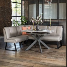 Saturn 130-190cm Motion Table White & Sonoma Corner Bench in Putty Saturn 130-190cm Motion Table White & Sonoma Corner Bench in Putty