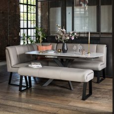 Saturn 130-190cm Motion Table White & Sonoma Corner Bench & Low 160cm Bench in Putty