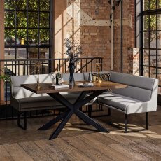 Jupiter Dining Set - Dark Oak - With LHF Corner Bench in Light Grey Jupiter Dining Set - Dark Oak - With LHF Corner Bench in Light Grey