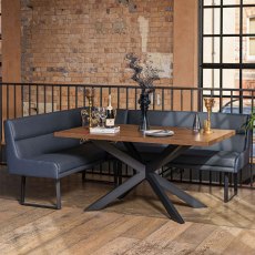 Jupiter Dining Set - Dark Oak - With RHF Corner Bench in Blue