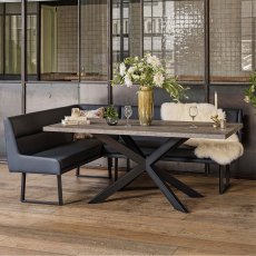 Jupiter Dining Set - Faux Concrete - With RHF Corner Bench in Blue