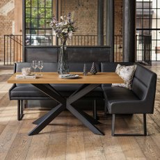 Jupiter Dining Set - Smoked Oak - With LHF Corner Bench in Black