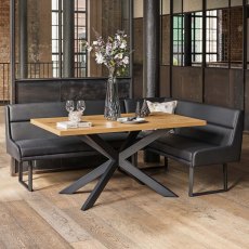 Jupiter Dining Set - Smoked Oak - With LHF Corner Bench in Black
