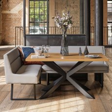 Jupiter Dining Set - Smoked Oak - With RHF Corner Bench in Light Grey