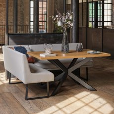 Jupiter Dining Set - Smoked Oak - With RHF Corner Bench in Light Grey