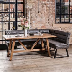 Brisbane 180cm Dining Table & Industrial Corner Bench in Grey Brisbane 180cm Dining Table & Industrial Corner Bench in Grey
