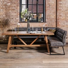 Brisbane 200cm Dining Table & Industrial Corner Bench in Grey