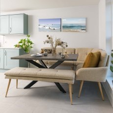 Jupiter 150cm Dining Table - Faux Concrete - With Sloane Corner & Low Bench