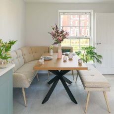 Jupiter 150cm Dining Table - Smoked Oak - With Sloane Corner & Low Bench