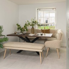 Jupiter 180cm Dining Table - Dark Oak - With Sloane Corner & Low Bench