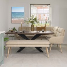 Jupiter 180cm Dining Table - Dark Oak - With Sloane Corner & Low Bench