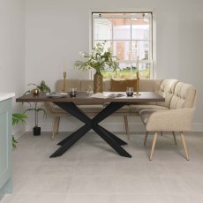 Jupiter 180cm Dining Table - Dark Oak - With Sloane Corner Bench