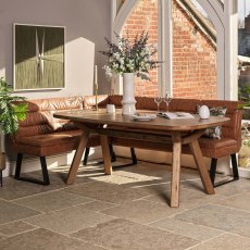 Ashmore 200cm Dining Table with Industrial Corner Bench - Tan Ashmore 200cm Dining Table with Industrial Corner Bench - Tan