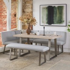 Neptune 150cm Dining Table with RHF Corner Bench & 137cm Low Bench - Misty