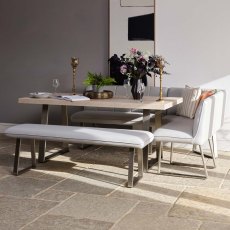 Neptune 180cm Dining Table with LHF Corner Bench & 160cm Low Bench - Misty Neptune 180cm Dining Table with LHF Corner Bench & 160cm Low Bench - Misty