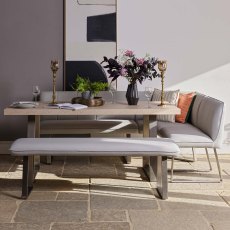 Neptune 180cm Dining Table with LHF Corner Bench & 160cm Low Bench - Misty Neptune 180cm Dining Table with LHF Corner Bench & 160cm Low Bench - Misty