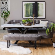 Saturn White Motion Table with LHF Frampton Corner Bench & Low Bench - Anthracite Saturn White Motion Table with LHF Frampton Corner Bench & Low Bench - Anthracite