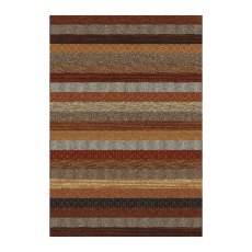 Woodstock Striped Brown and Red Rug