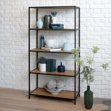 Industrial Light 5 Shelf Bookcase - Wild Oak Finish