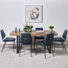 Adelaide 180cm Dining Table & 6 Digby Dining Chairs - Blue
