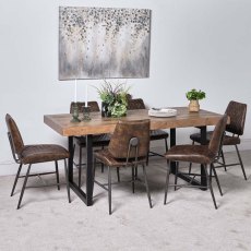 Adelaide 180cm Dining Table & 6 Digby Dining Chairs - Brown