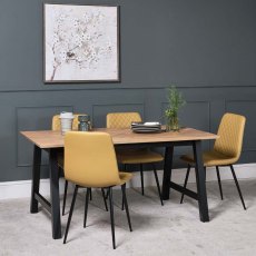 Bromley Dining Table 160cm & 4 Ripley Dining Chairs - Mustard