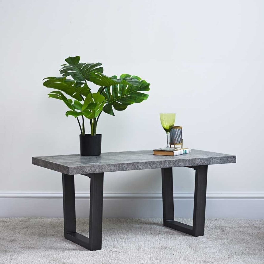 Clearance Industrial Coffee Table - Faux Concrete