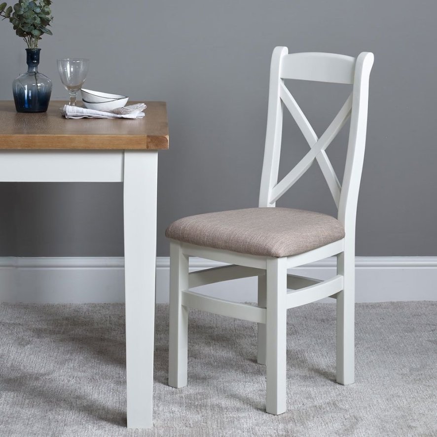 An image of Tetbury Cross Back Dining Chair - Fabric Seat Set of 2