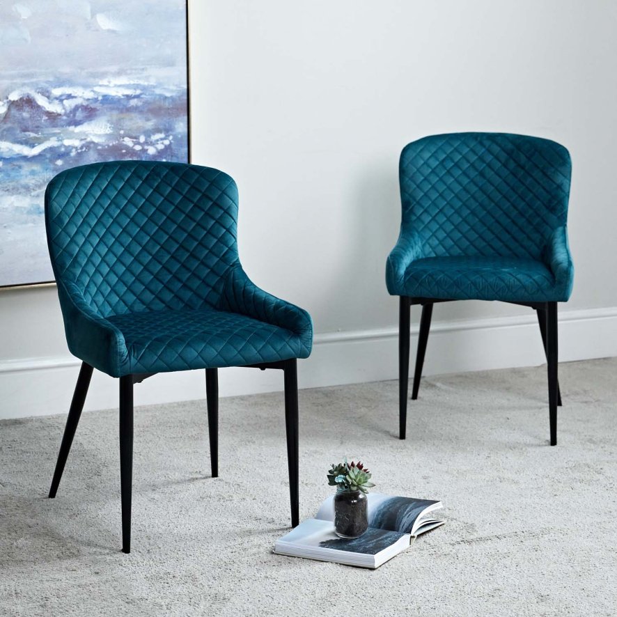 Woods Carlton Teal Velvet Dining Chair (Set of 2)