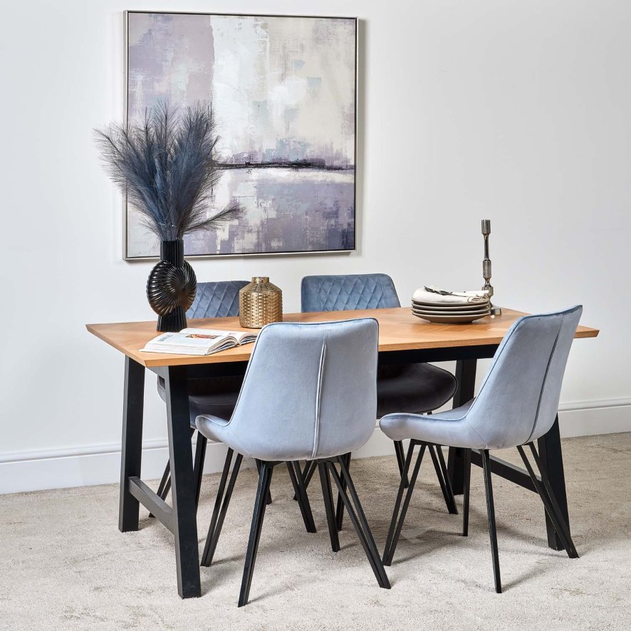 Woods Bromley 160cm Dining Table & 4 Chase Dining Chairs - Light Blue