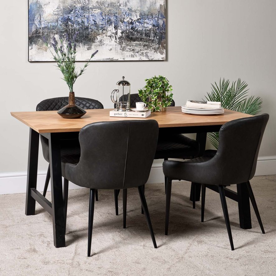 Woods Bromley 160cm Dining Table & 4 Carlton Dining Chairs - Grey