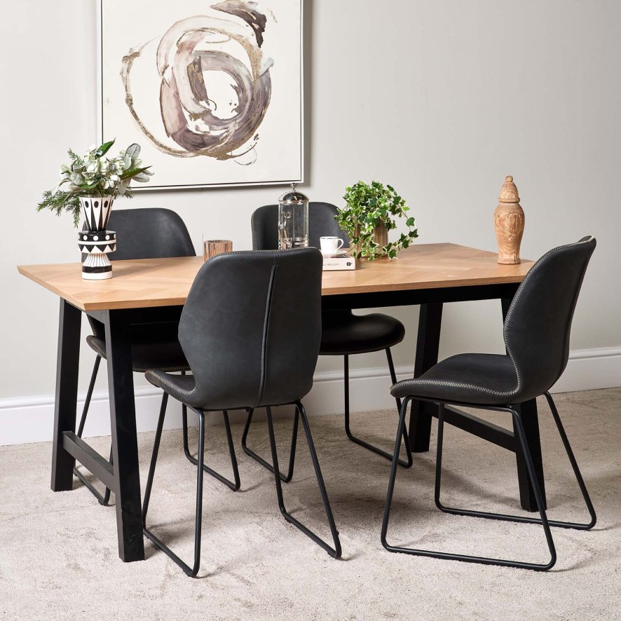 Woods Bromley 160cm Dining Table & 4 Callum Dining Chairs - Dark Grey