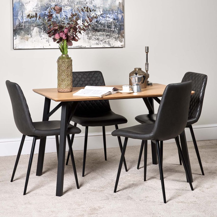 Woods Kamala 140cm Dining Table & 4 Ripley Dining Chairs - Grey