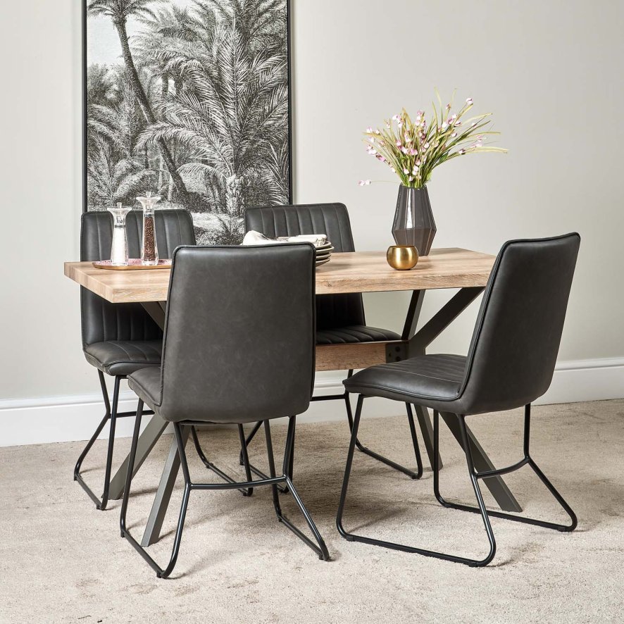 Woods Kamala 140cm Dining Table & 4 York Dining Chairs - Grey