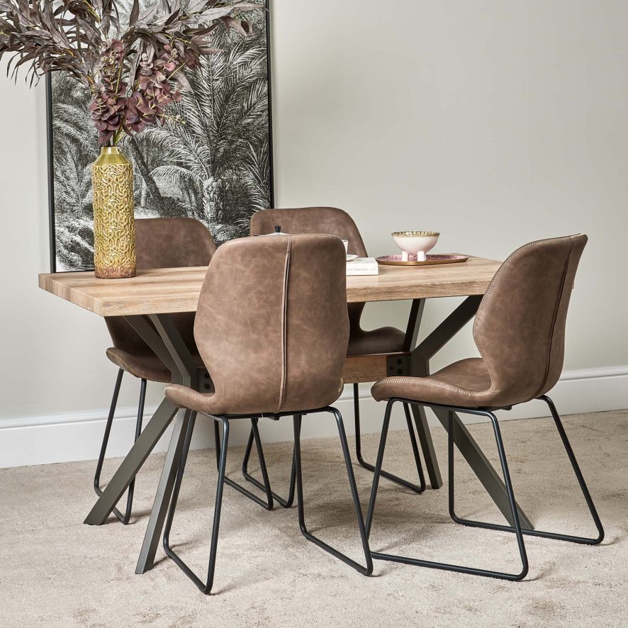 Woods Kamala 140cm Dining Table & 4 Callum Dining Chairs - Dark Brown
