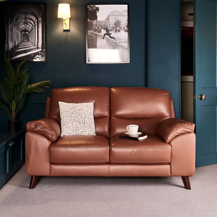 Clearance Vegas 2 Seater Sofa - Tan Leather