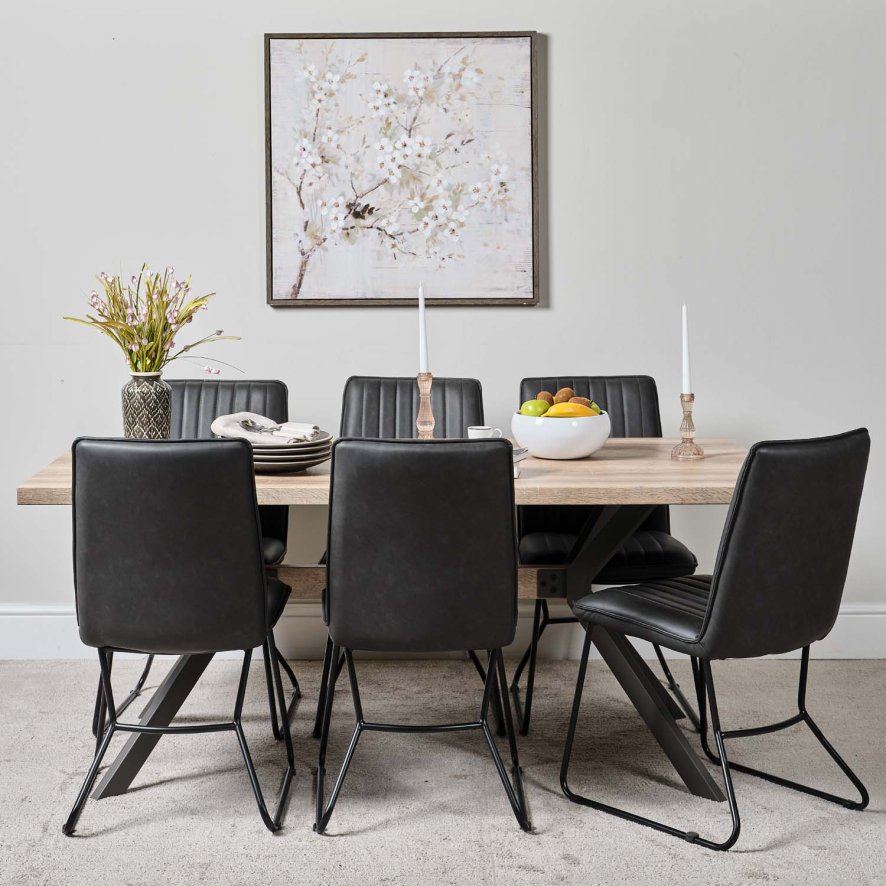 Woods Kamala 180cm Dining Table & 6 York Dining Chairs - Grey